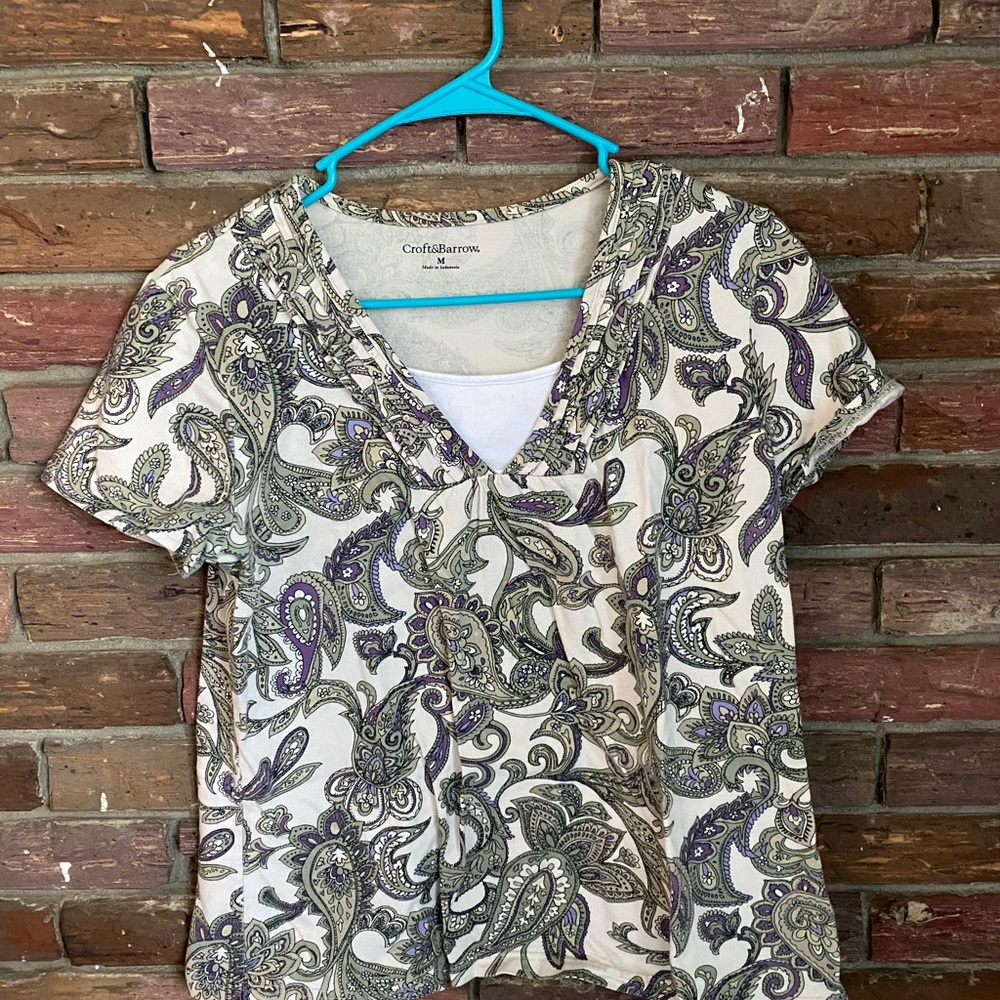 Croft & Barrow Purple and Green Blouse